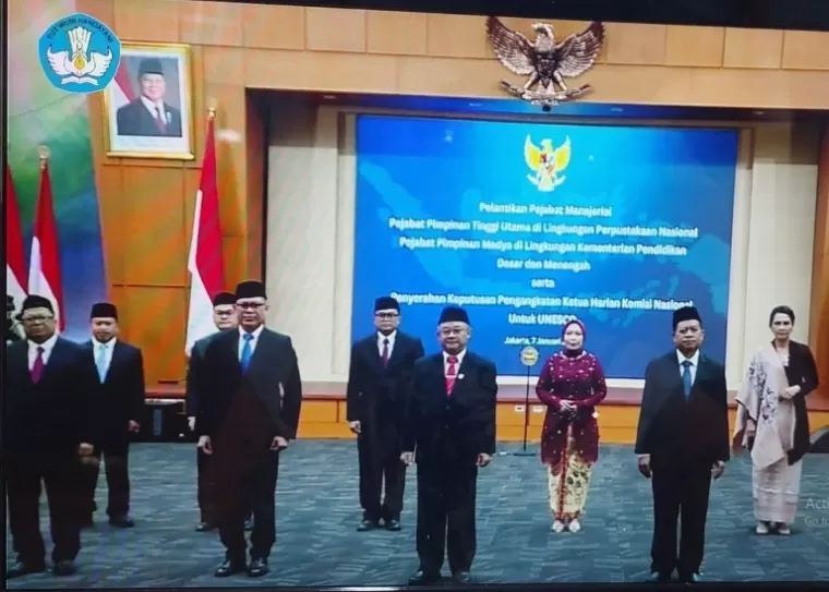 Prosesi pelantikan sejumlah pejabat pimpinan utama di lingkungan Kemendikdasmen, Selasa (7/1/2025). IST