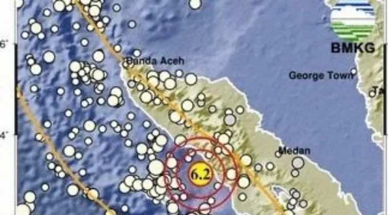 Peta BMKG yang menunjukkan lokasi gempabumi yang terjadi di Aceh, Jumat malam (31/1/2025). IST