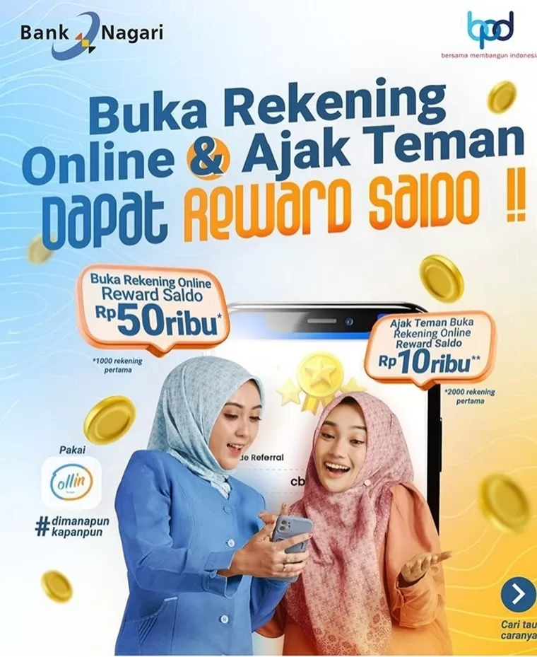 Flyer program promo pembukaan rekening tabungan melalui aplikasi Ollin by Nagari. IST