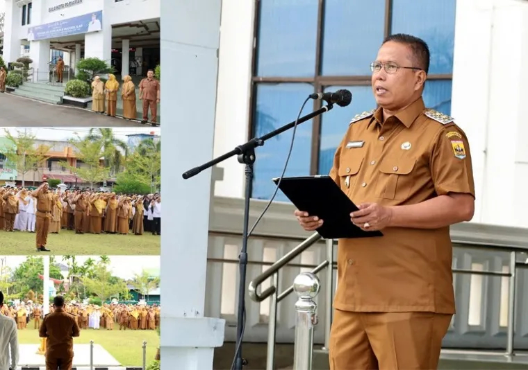 Wakil Wali Kota Pariaman Mulyadi pimpin apel gabungan dan silaturahmi dengan pegawai di Lingkungan Pemko Pariaman, Senin pagi 24/2/2025). IST