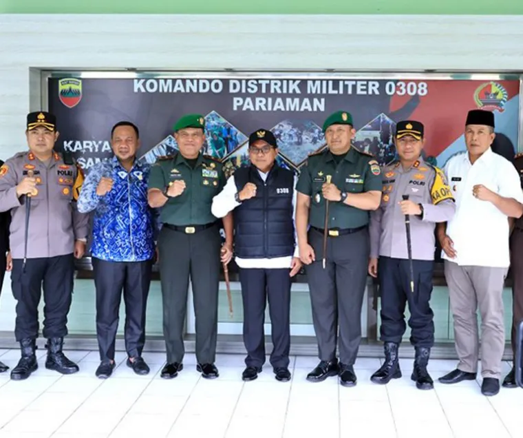 Wawako Pariaman, Mulyadi saat sambut Danrem 032/Wirabraja, Brigjen TNI Wahyu Eko Purnomo beserta rombongan ke Kodim 0308 Pariaman, Rabu (5/3/2025). IST