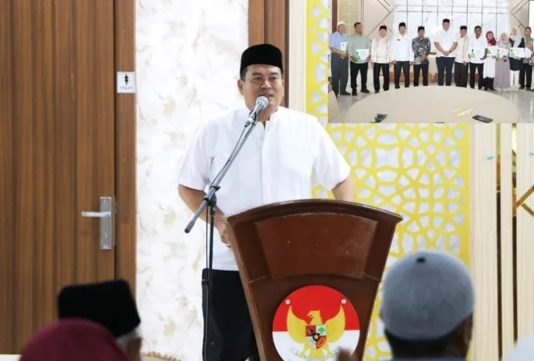 Wako Yota Balad pimpin rapat kerja dengan Baznas Kota Pariaman soal penghimpunan dan pendistribusian zakat fitrah dan fidyah UPZ desa/kelurahan dan masjid se Kota Pariaman, Rabu (5/3/2025). IST
