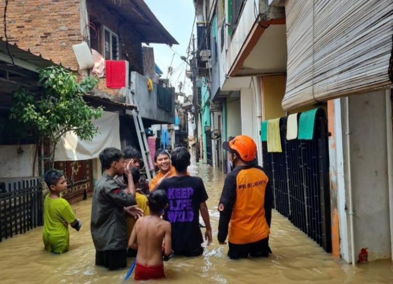 Salah satu titik banjir yang melanda wilayah Daerah Khusus Jakarta, Minggu (6/7/2025). (dok : bpbd dki jakarta)