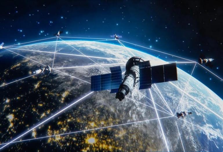 Ilustrasi layanan satelit luar angkasa. IST
