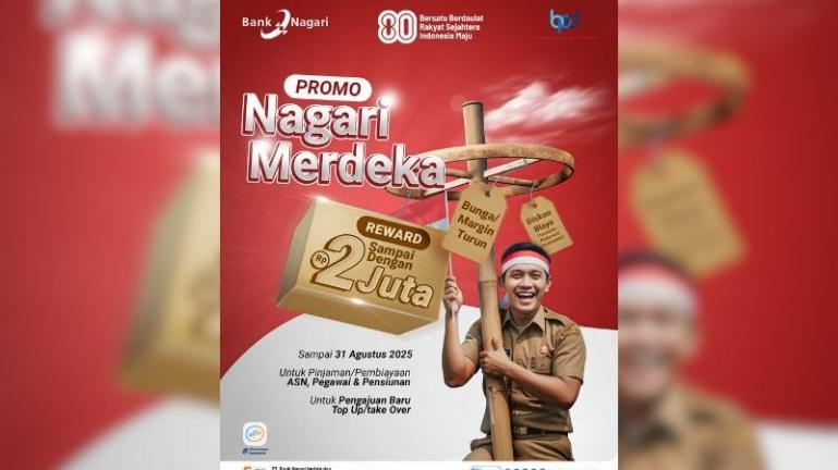Promo Nagari Merdeka yang ditawarkan Bank Nagari dalam rangka HUT ke-80 Kemerdekaan RI. IST