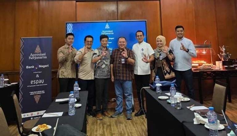 Bank Nagari menjalin kerja sama dengan Espay, penyedia solusi pembayaran digital di bawah naungan PT Pembayaran Lintas Usaha Sukses. IST