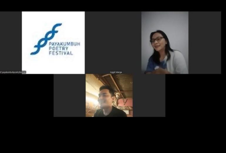 Salah seorang mentor PPF 2025, Inggit Putria Marga diskusi dengan salah satu pemenang PPF 2025, Andreas Mazland dari Riau secara zoom meeting beberapa hari lalu. IST