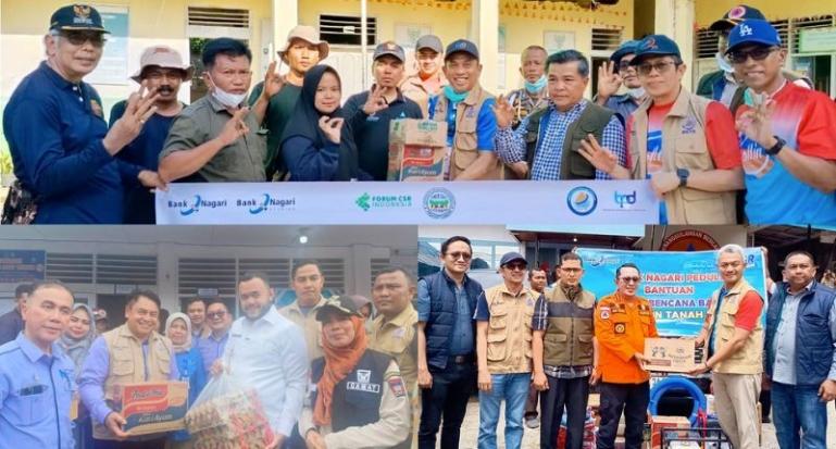 Bank Nagari melalui Tim Reaksi Cepat Bank Nagari Tanggap Bencana (TRC BNTB) Kantor Pusat dan Kantor Cabang langsung turun ke lapangan mengirimkan bantuan. IST