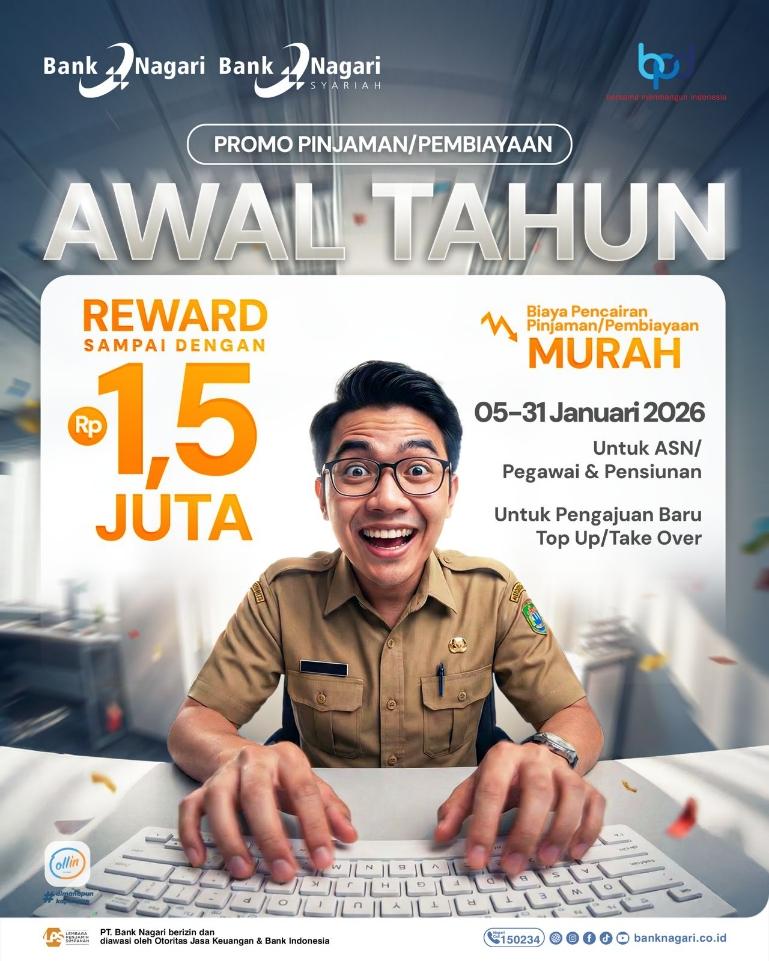 Flyer Bank Nagari hadirkan promo kejutan spesial awal tahun. IST