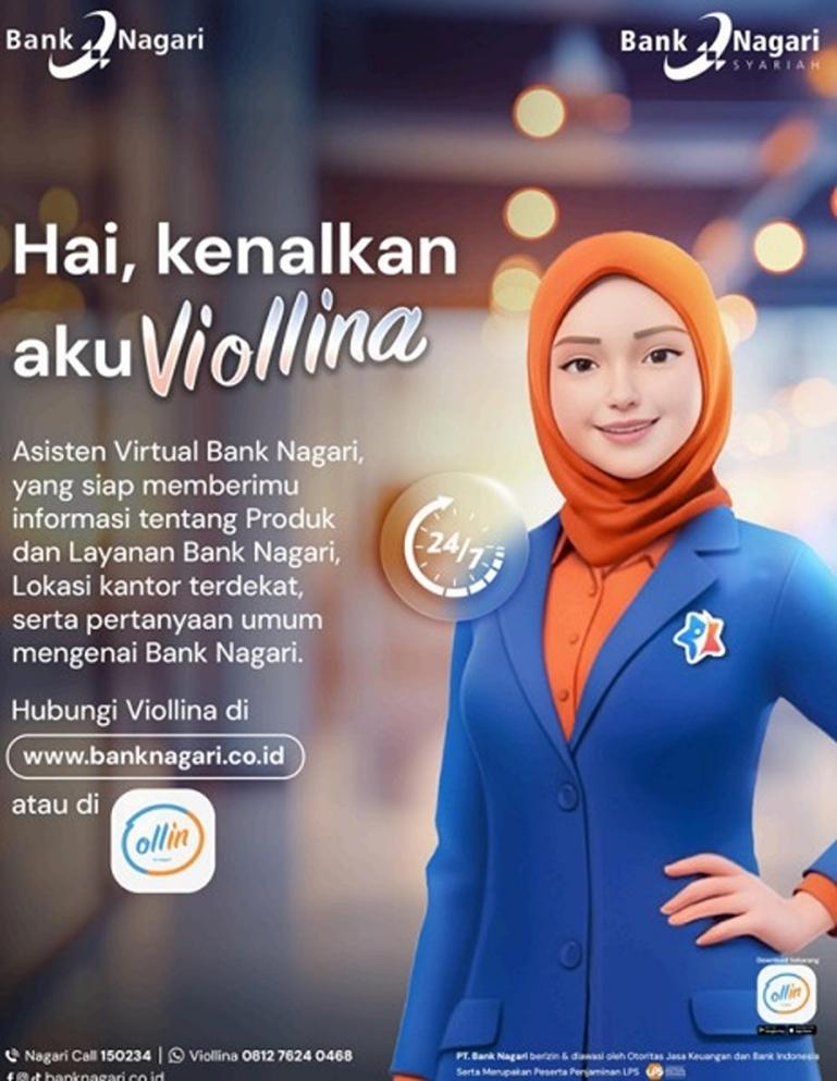 Bank Nagari secara resmi menghadirkan layanan chatbot pintar yang diberi nama Viollina. IST