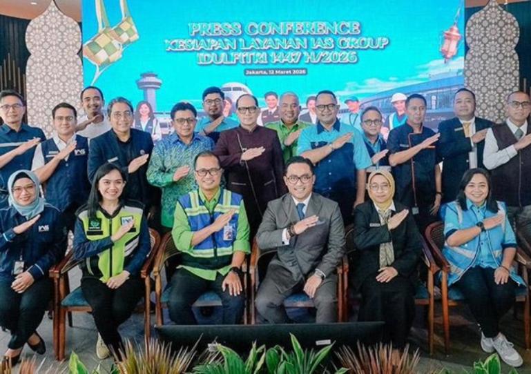 PT Integrasi Aviasi Solusi atau InJourney Aviation Services (IAS) saat prescon menyangkut pembukaan POSGABNAS di beberapa Bandara menyambut mudil Lebaran 2026, di Tangerang, Banten, Kamis (12/3/2026). IST