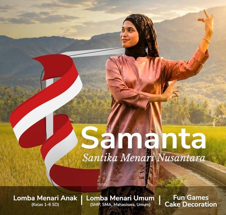 Hotel Santika Premiere Padang menghadirkan SAMANTA 2026 (Santika Menari Nusantara), sebuah kompetisi tari yang menjadi ruang bagi generasi muda dan masyarakat untuk menampilkan kreativitas sekaligus merayakan kekayaan budaya Indonesia. IST