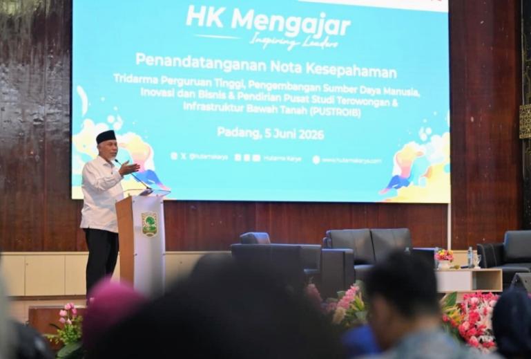 Gubernur Sumbar Mahyeldi hadir pendirian Pustroib di Universitas Andalas (Unand), Jumat (5/6/2026). IST