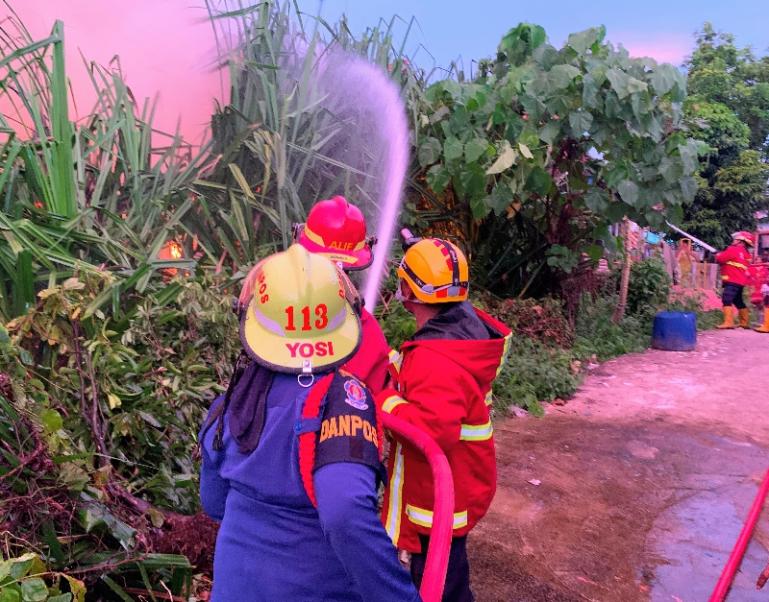 Kebakaran lahan kosong komplek Perumahan Pondok Indah Permai Blok A-19, Kelurahan Dadok Tunggul Hitam, Kecamatan Koto Tangah, kemarin. IST