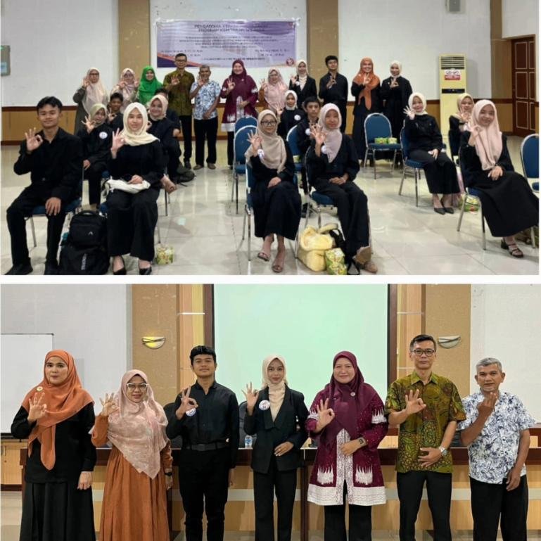 Ketua PKM Poltekkes Padang Dr. Dewi Susanti, S.ST, M. Keb bersama Sekretaris Camat Lubeg, Zulkarnaini saat lakukan kegiatan pengabdian kepada masyarakat di aula pertemuan kantor Camat Lubeg, Sabtu sore (29/8/2026). IST
