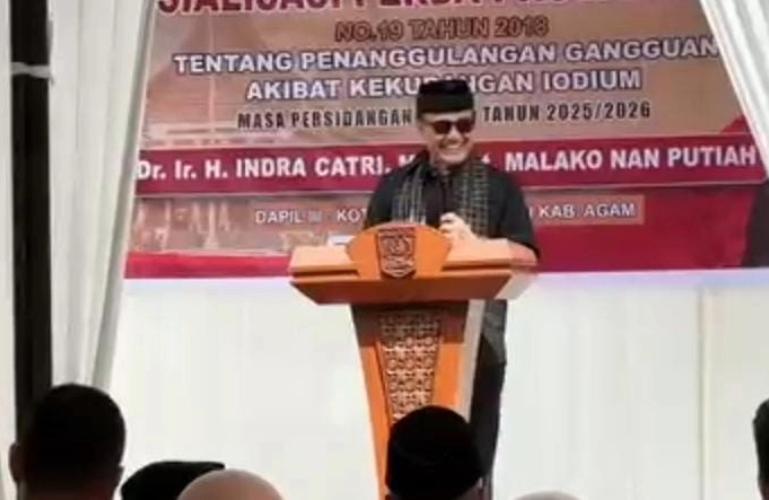 Anggota DPRD Sumbar, Indra Catri sosialisasikan Perda tentang GAKI) di Ladang Hutan, Kecamatan Baso, Kabupaten Agam, Minggu (9/8/2026). IST