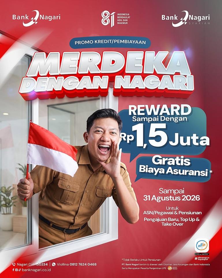 Flyer promo Bank Nagari pinjaman Promo Kemerdekaan RI. IST