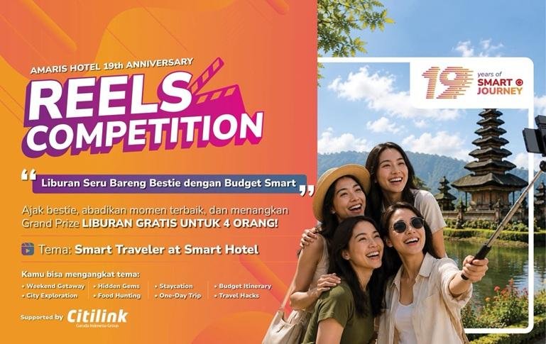 Merayakan 19 tahun perjalanan di industri perhotelan Indonesia, Amaris Hotel mengajak para traveler untuk berbagi cerita dan kreativitas melalui Reels Competition bertajuk 