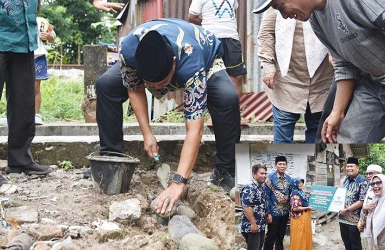 Wali Kota Yota Balad saat peletakan batu pertama pembangunan Rumah Tidak Layak Huni (RTLH) untuk Dastri Marni di Dusun II Kampung Koto, Desa Balai Kurai Taji, Pariaman Selatan, Kamis (3/9/2026). IST