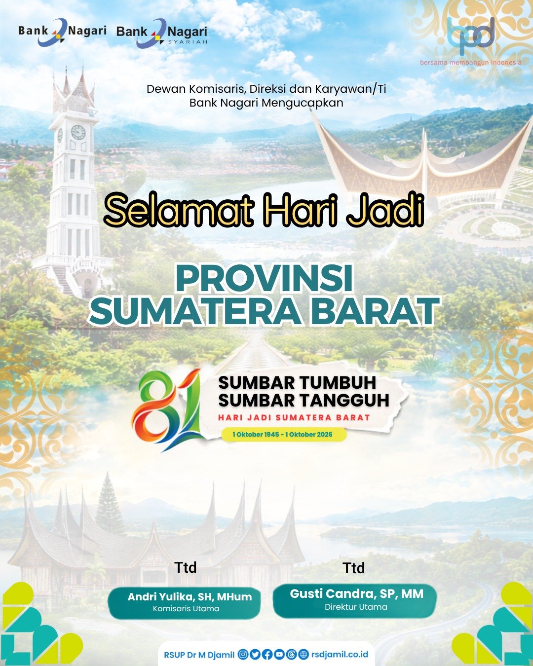 Selamat Hari Jadi Provinsi Sumatera Barat - Bank Nagari