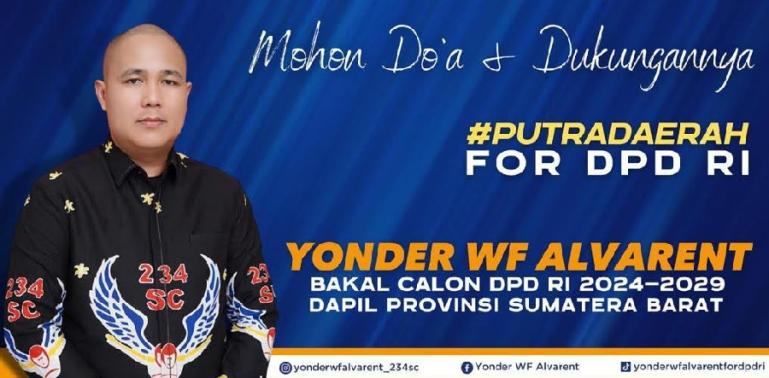 Yonder WF Alvarent, salah seorang bakal calon anggota DPD RI asal Dapil Sumbar. (Dok : Istimewa)