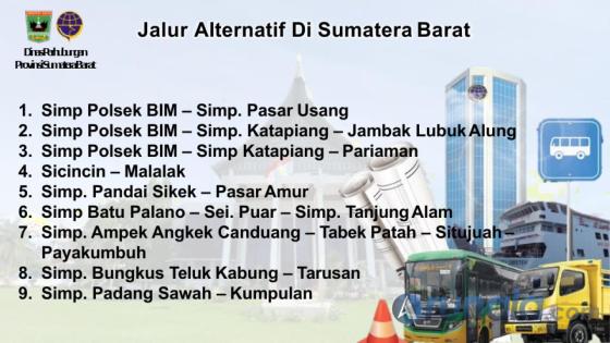 Grafis Jalur alternative di Sumbar. (Dok : Dishub Sumbar)
